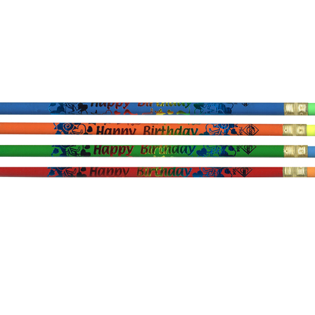 J.R. MOON PENCIL CO Happy Birthday Pencils, 12 Per Pack, PK12 7904B